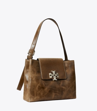 Tory Burch designer shoulder bags Charlie Runway Distressed Shoulder Bag in Brown Multi angle