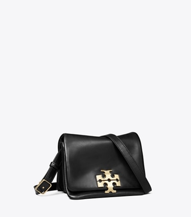 Tory Burch designer shoulder bags Charlie Runway Shoulder Bag in BLACK/GOLD angle
