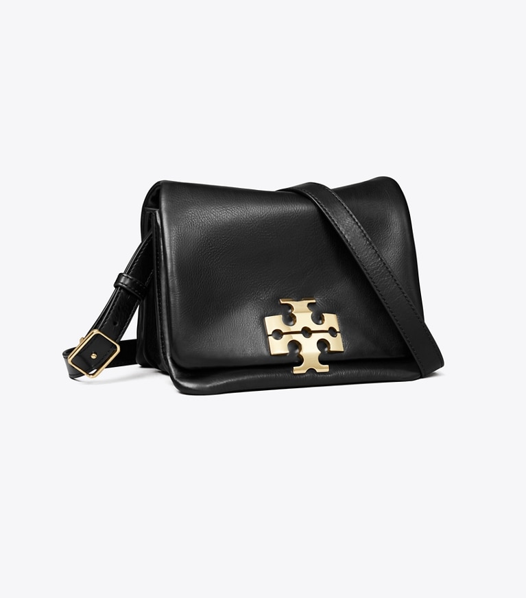 Tory Burch designer shoulder bags Charlie Runway Shoulder Bag in BLACK/GOLD angle