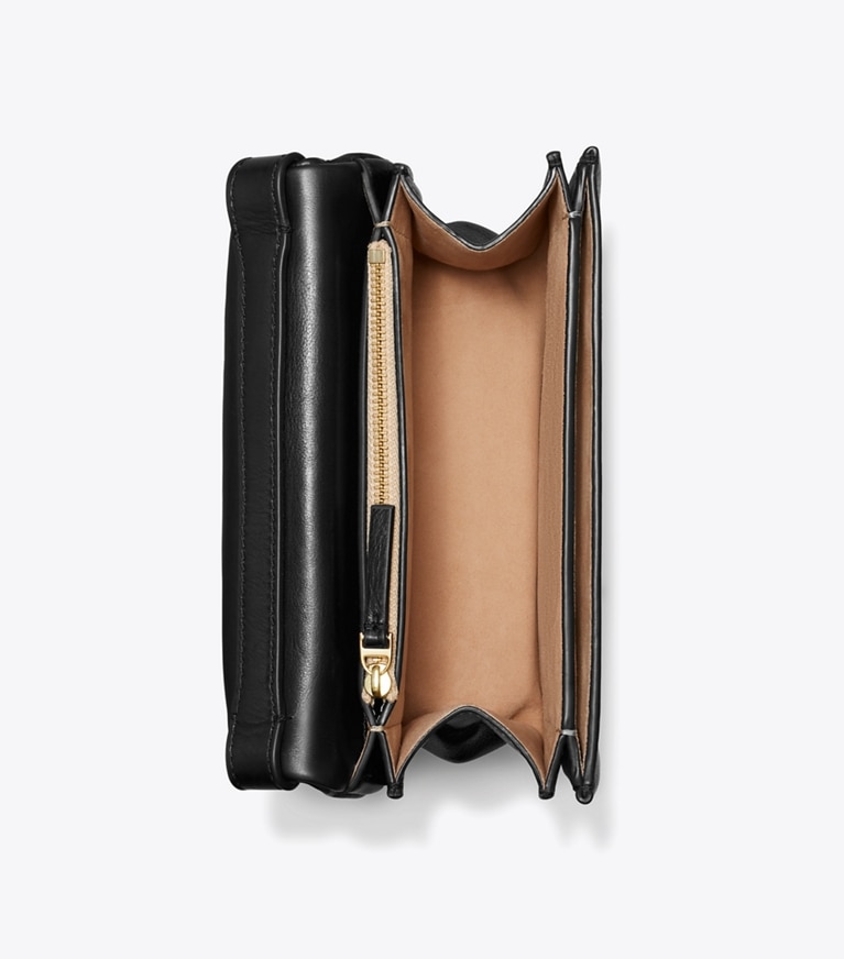 Tory Burch designer shoulder bags Charlie Runway Shoulder Bag in BLACK/GOLD overhead