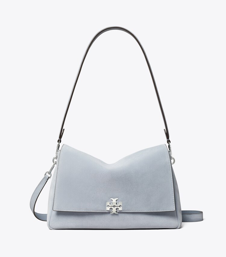 Tory Burch designer schultertaschen Charlie Schultertasche aus Wildleder in Vapor Blue front