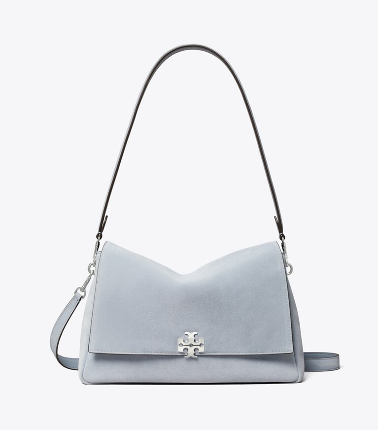 Tory Burch designer schultertaschen Charlie Schultertasche aus Wildleder in Vapor Blue front