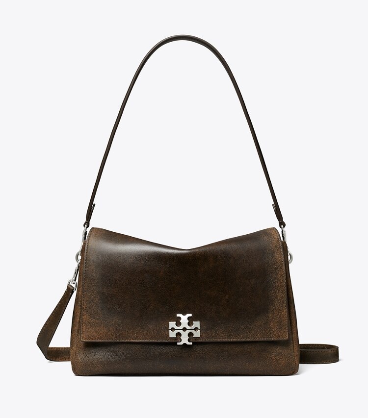 Tory Burch designer schultertaschen Charlie Schultertasche im Used-Look in New Barley/ Dark Roast front