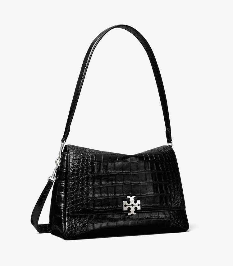 Tory Burch designer schultertaschen Charlie Schultertasche mit Krokoprägung in Black angle
