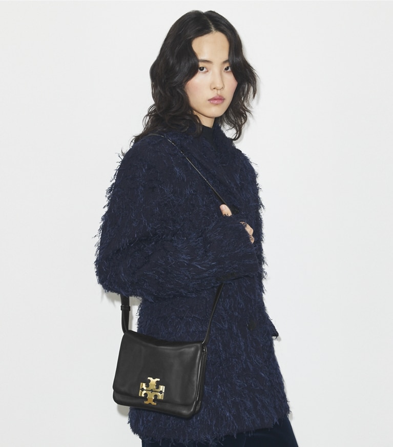 Tory Burch designer shoulder bags Charlie Shoulder Bag in BLACK/GOLD angle