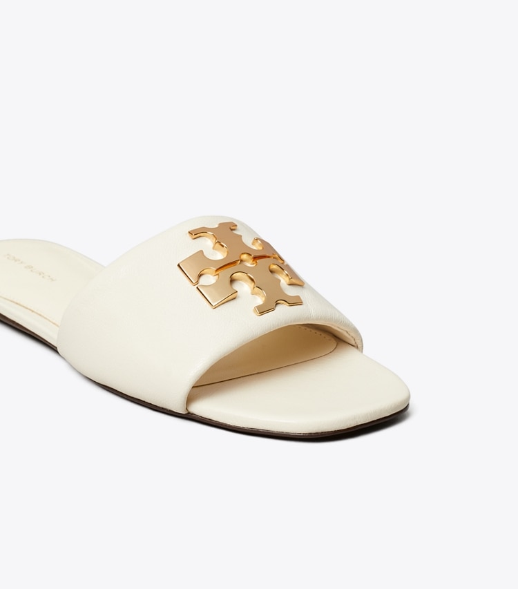 Tory Burch designer sandals Charlie Slide in LIGHT CREAM / GOLD detail