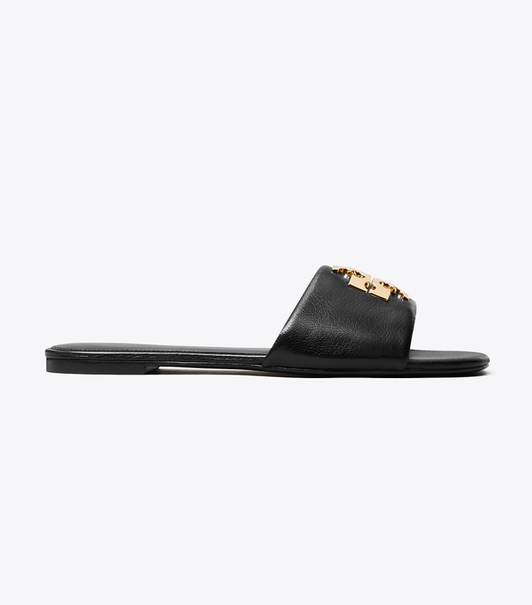 Tory Burch designer sandals Charlie Slide in PERFECT BLACK / GOLD side