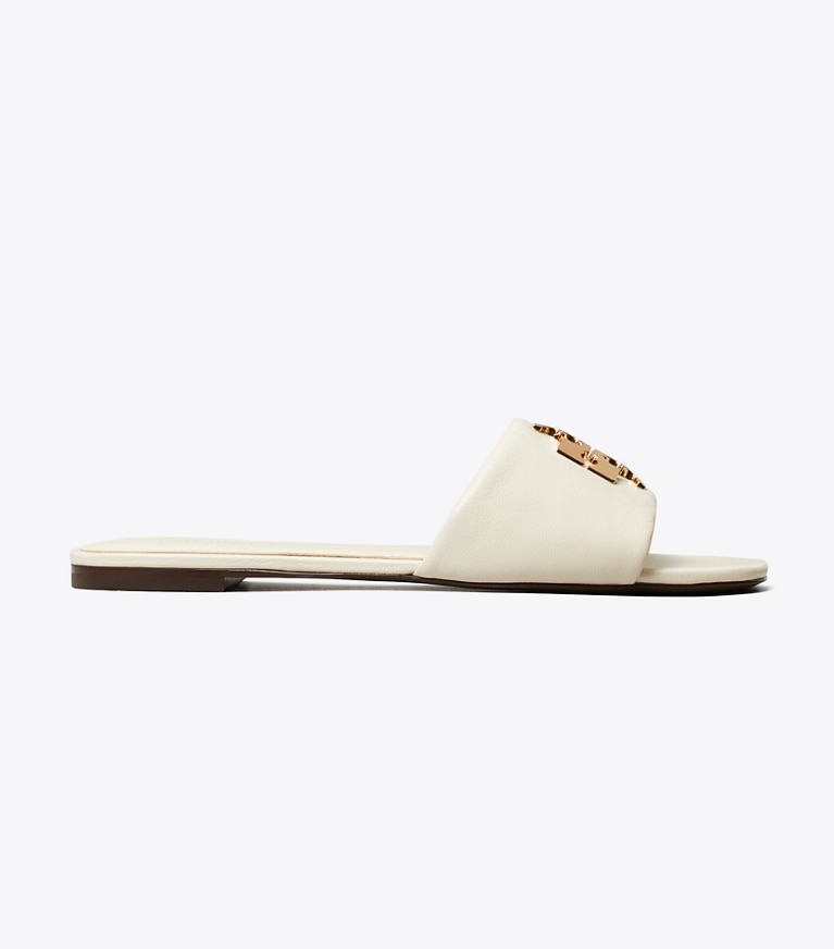 Tory Burch designer sandals Charlie Slide in LIGHT CREAM / GOLD side