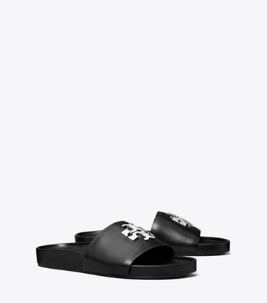 Tory Burch designer sandals Charlie Sport Slide in PERFECT BLACK angle