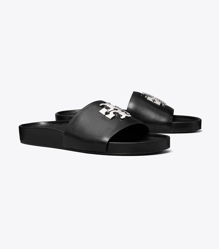Tory Burch designer sandals Charlie Sport Slide in PERFECT BLACK angle