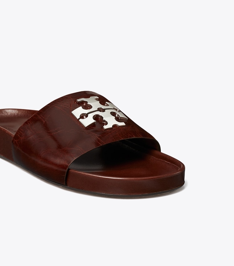 Tory Burch designer sandals Charlie Sport Slide in PAPAYA SEED detail