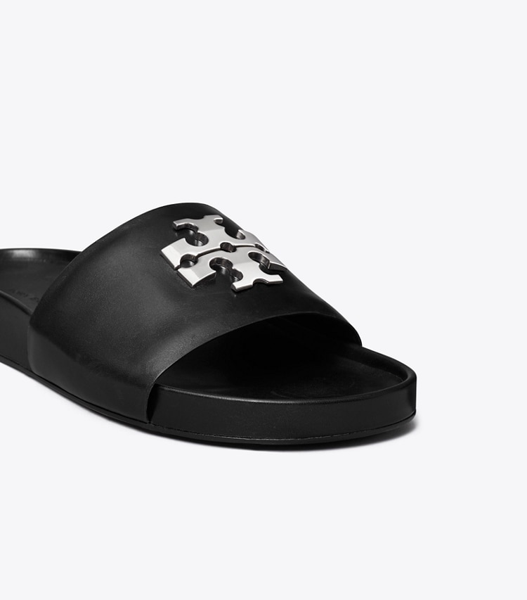 Tory Burch designer sandals Charlie Sport Slide in PERFECT BLACK detail