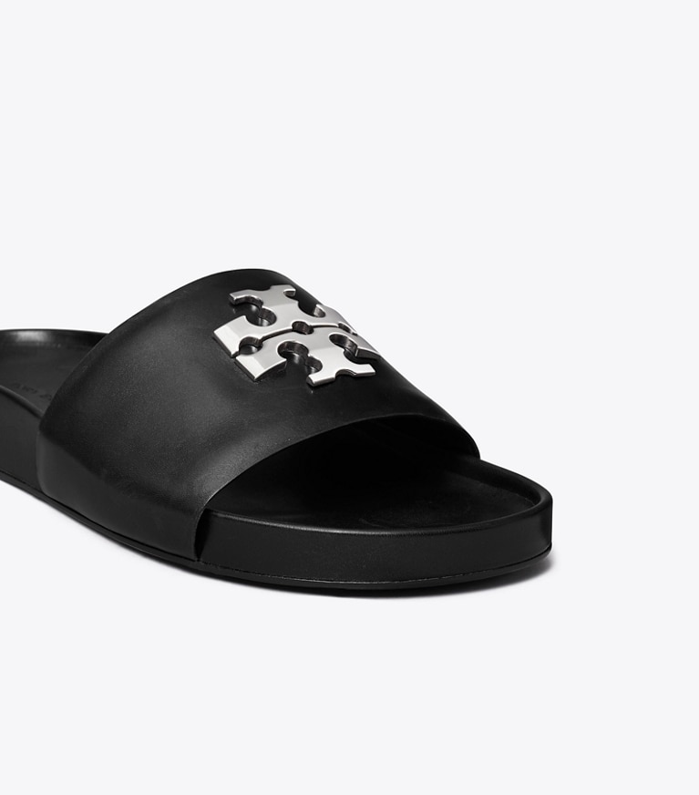 Tory Burch designer sandals Charlie Sport Slide in PERFECT BLACK detail