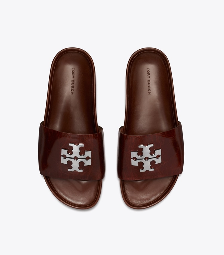 Tory Burch designer sandals Charlie Sport Slide in PAPAYA SEED overhead