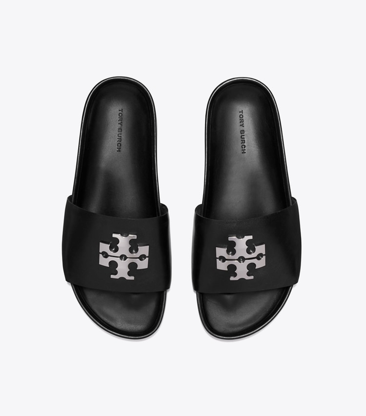 Tory Burch designer sandals Charlie Sport Slide in PERFECT BLACK overhead