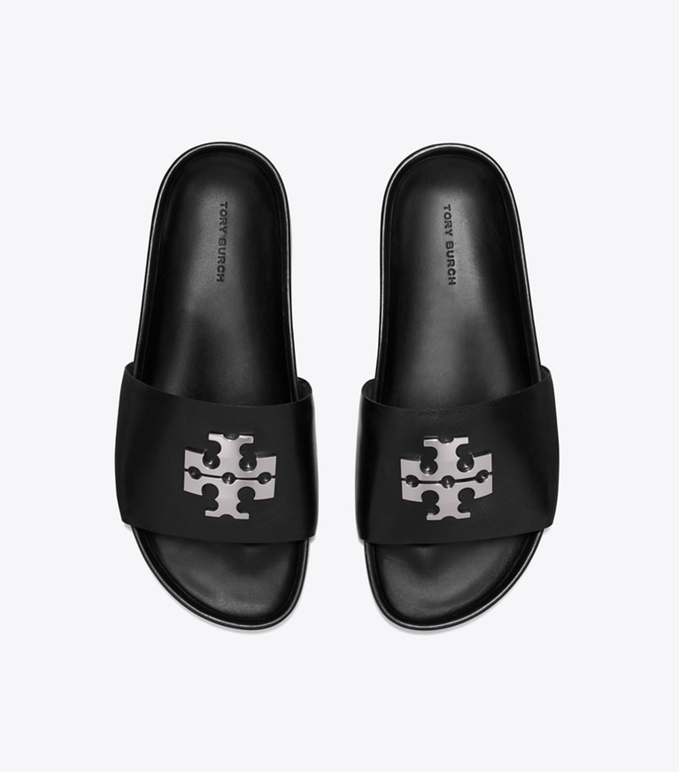 Tory Burch designer sandals Charlie Sport Slide in PERFECT BLACK overhead