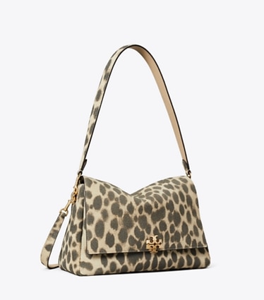 Tory Burch designer shoulder bags Charlie Suede Shoulder Bag in Mocha Brown / SHEA BUTTER angle