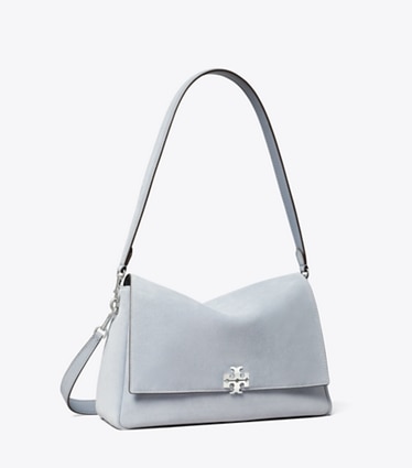 Tory Burch designer shoulder bags Charlie Suede Shoulder Bag in Vapor Blue angle