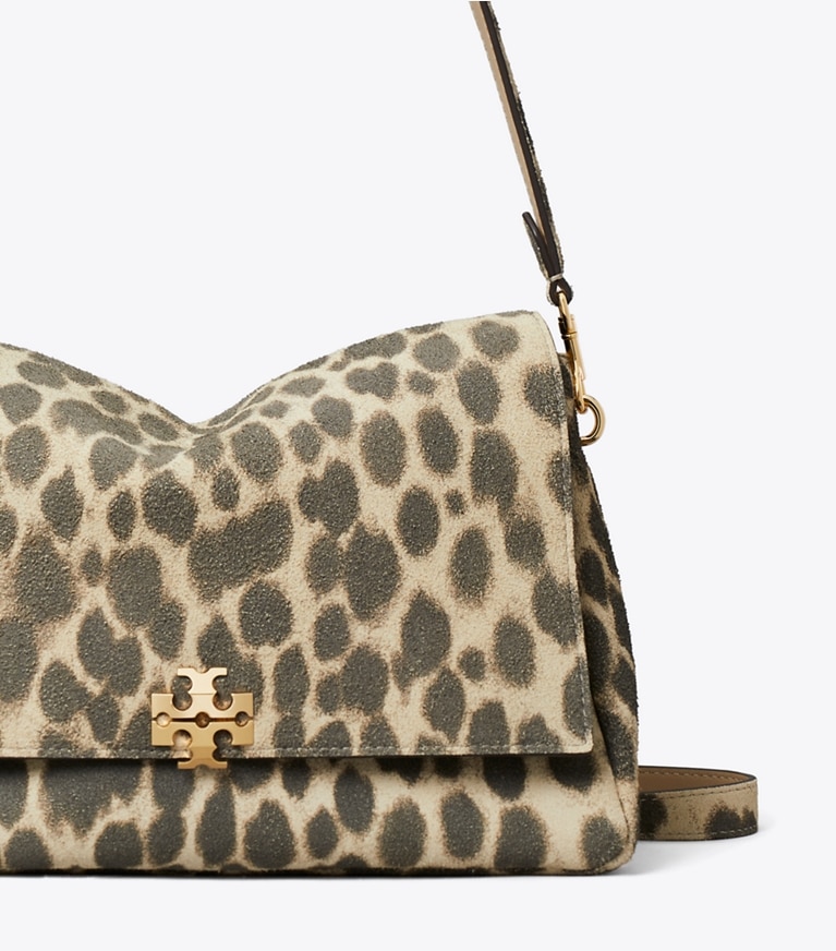 Tory Burch designer shoulder bags Charlie Suede Shoulder Bag in Mocha Brown / SHEA BUTTER detail