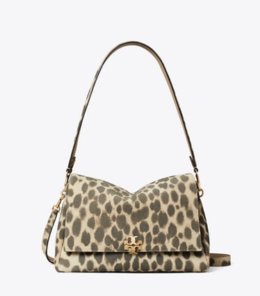 Tory Burch designer shoulder bags Charlie Suede Shoulder Bag in Mocha Brown / SHEA BUTTER front