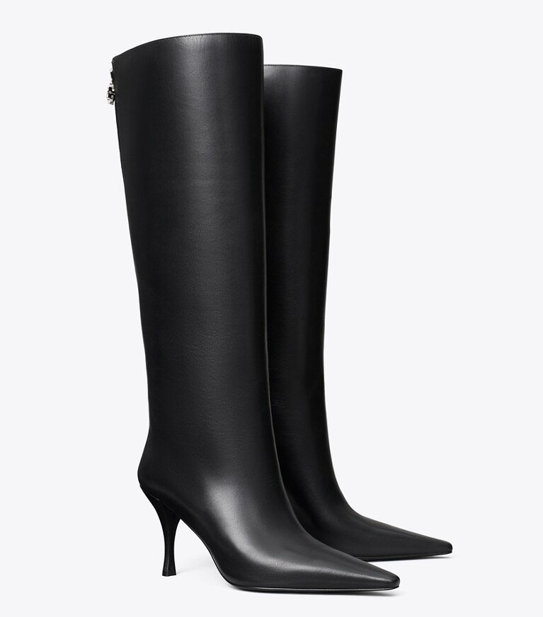 Tory Burch designer knee boots Charlie Tall Boot in PERFECT BLACK angle