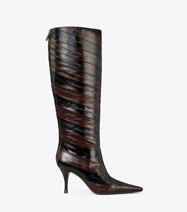 Tory Burch designer knee boots Charlie Tall Boot in BROWN / BLACK side