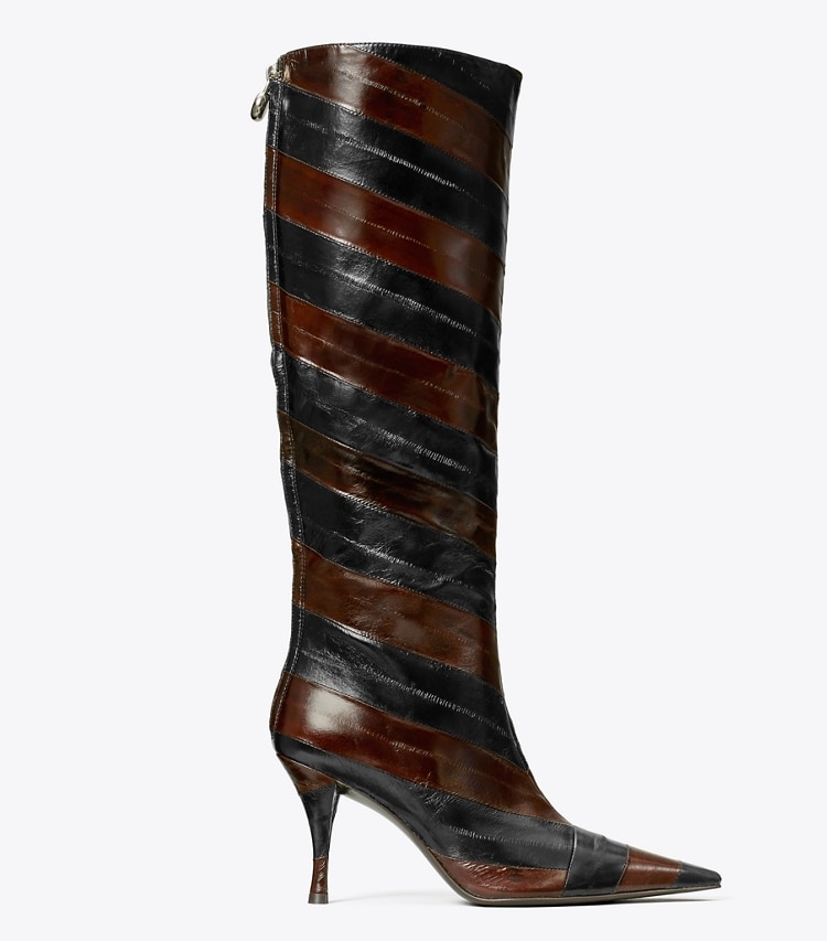 Tory Burch designer knee boots Charlie Tall Boot in BROWN / BLACK side