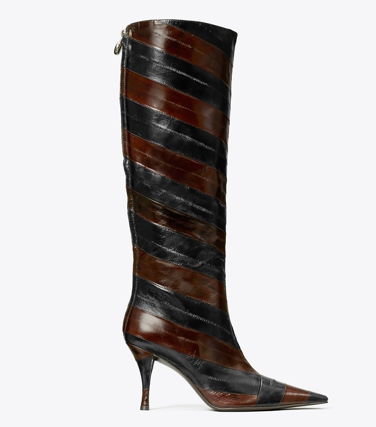 Tory Burch designer knee boots Charlie Tall Boot in BROWN / BLACK side