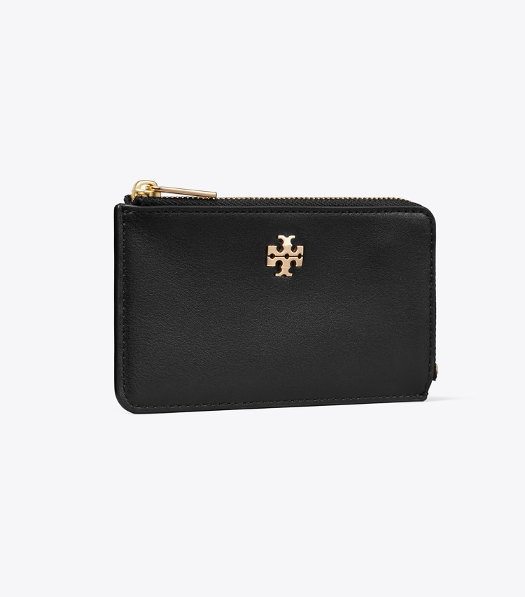 Tory Burch designer card cases Charlie Zip Card Case in Black angle