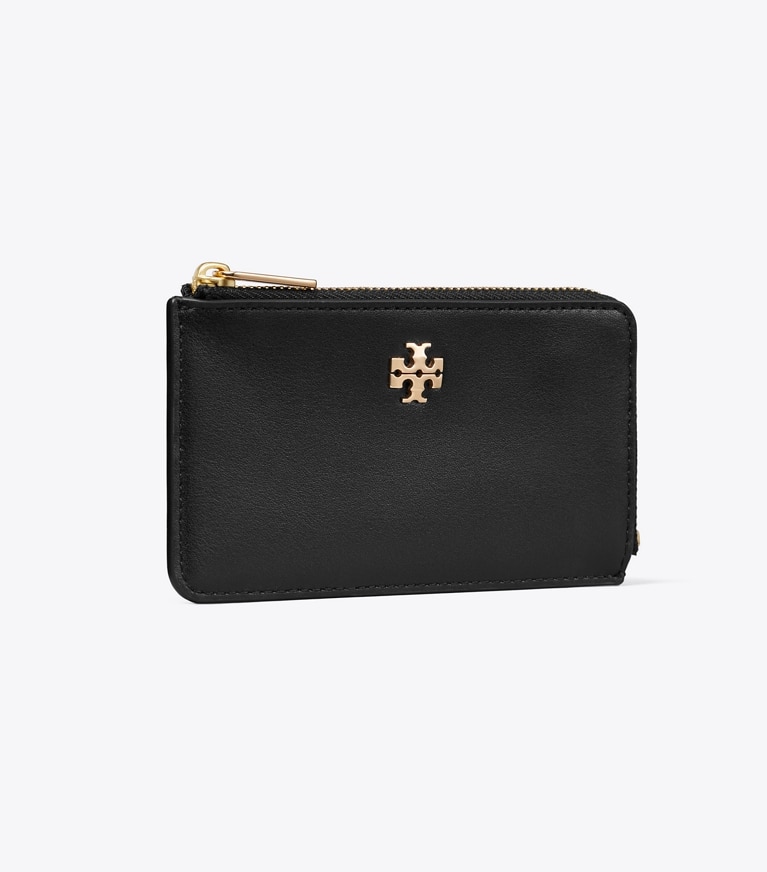 Tory Burch designer card cases Charlie Zip Card Case in Black angle