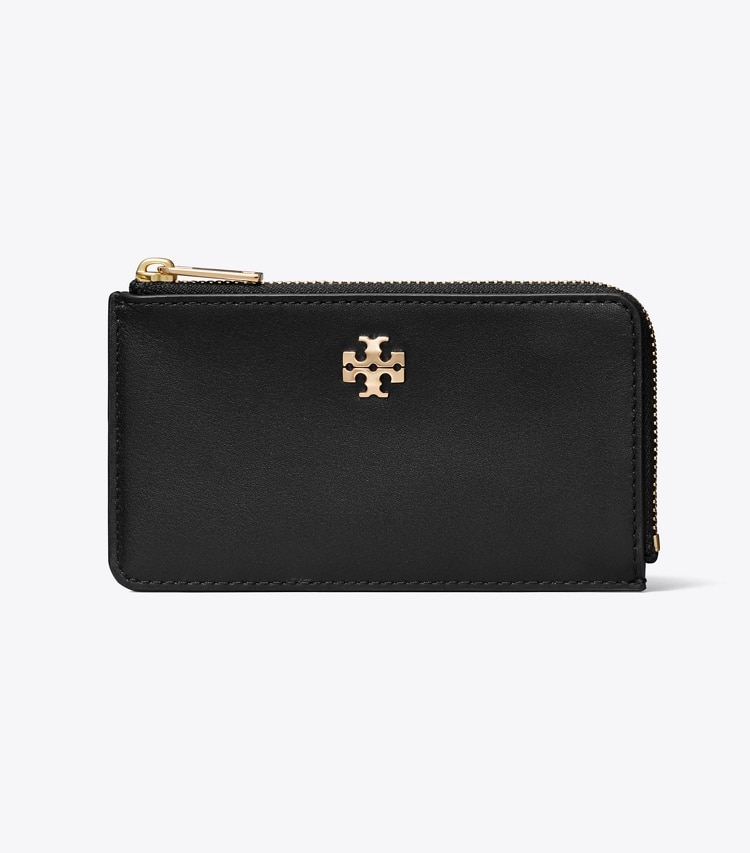 Tory Burch designer card cases Charlie Zip Card Case in Black front