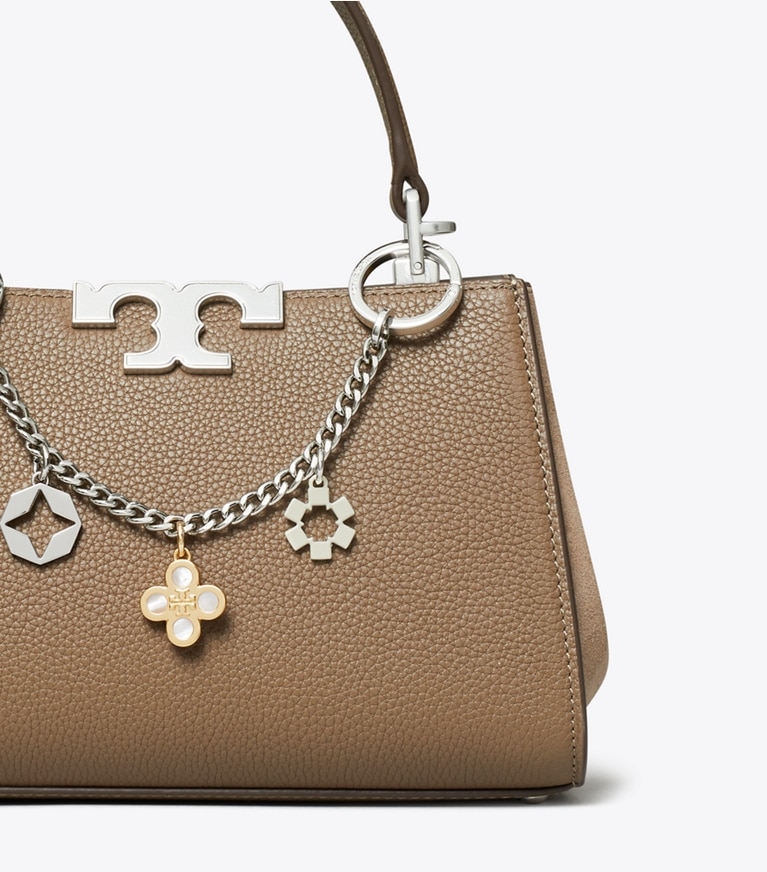 Tory Burch designer bag charms & key rings Charm Bag Charm in Silver front