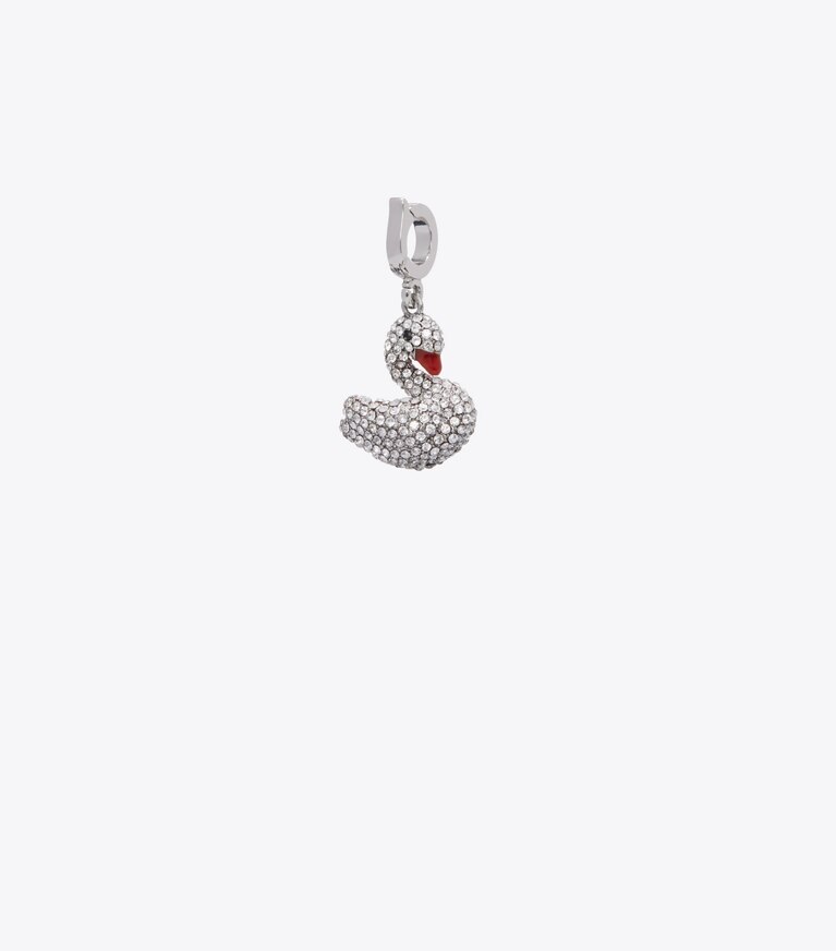 Tory Burch designer épingles à cheveux Charm cygne Curiosity in Tory Silver / Crystal front