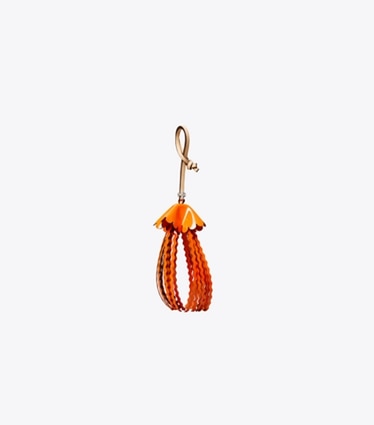 Tory Burch designer bijoux de sac et porte-clés Charm de sac Méduse in Mandarin front