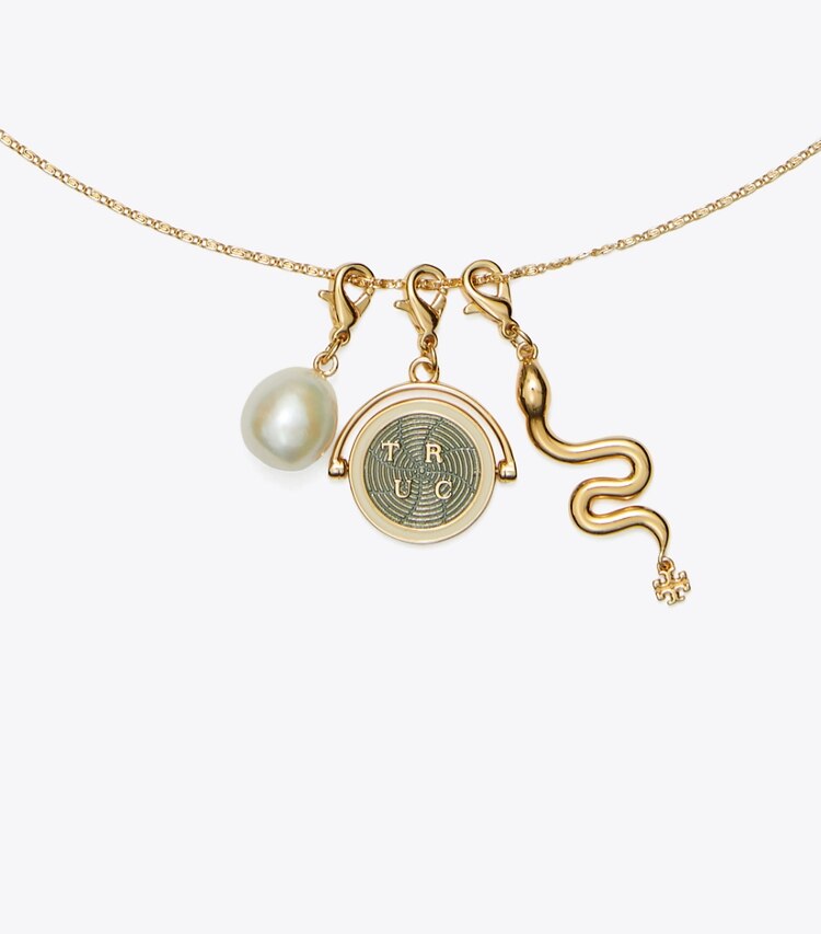 Tory Burch designer necklaces Charm Pendant Necklace in Tory Gold / Multi detail