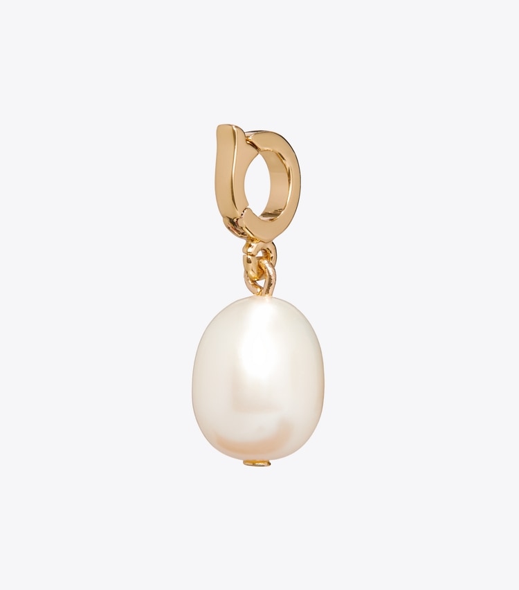 Tory Burch designer épingles à cheveux Charm perle Curiosity in Tory Gold / Cream front