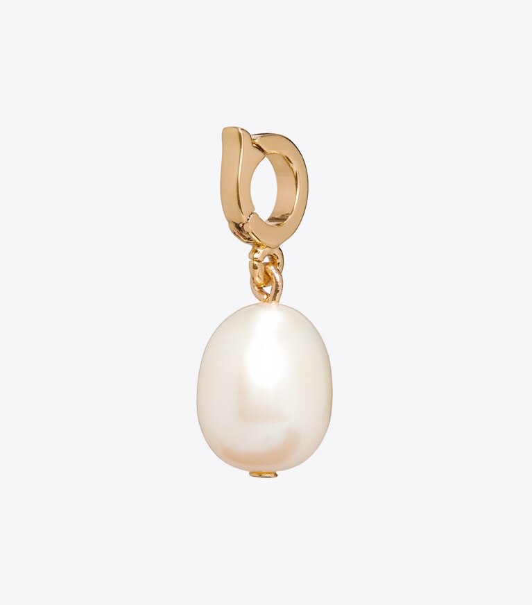 Tory Burch designer épingles à cheveux Charm perle Curiosity in Tory Gold / Cream front