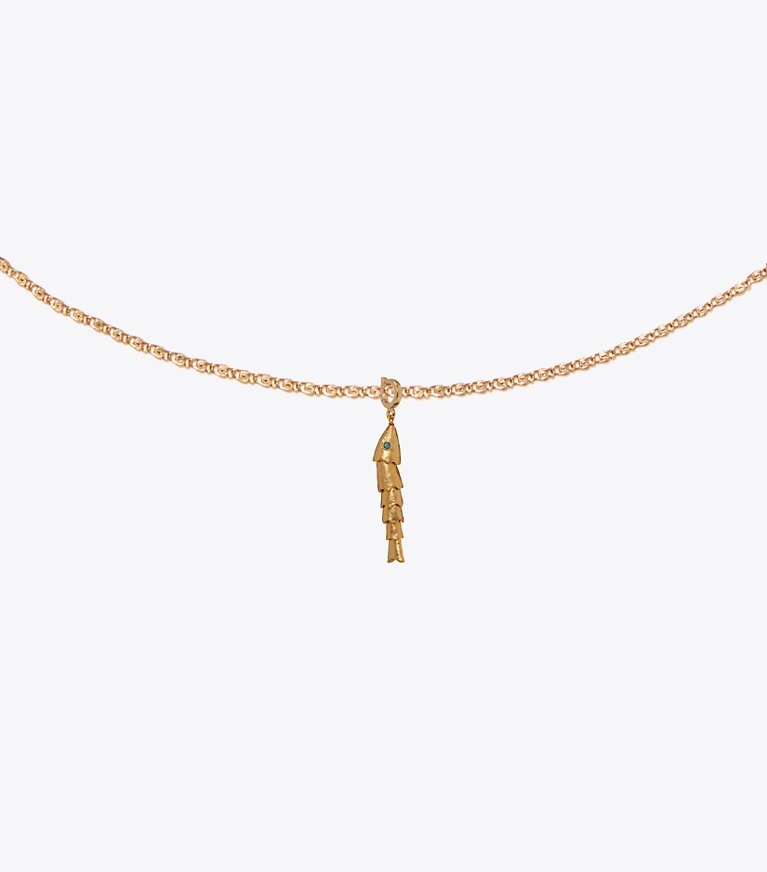 Tory Burch designer épingles à cheveux Charm poisson Curiosity in Rolled Light Brass informations