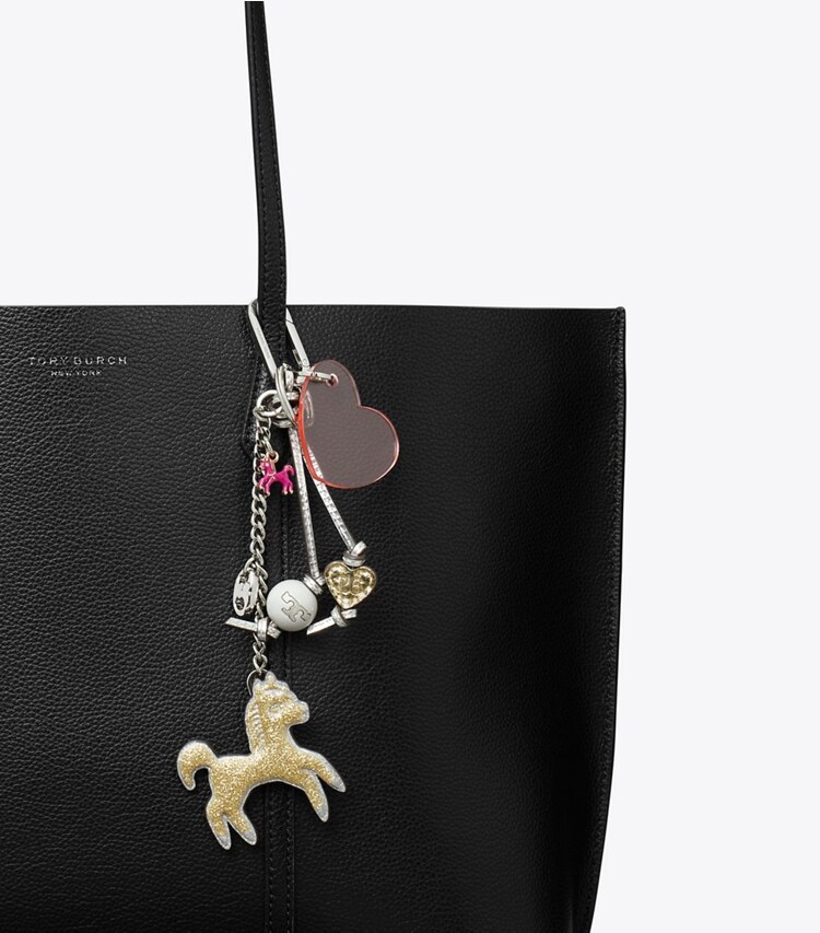 Tory Burch designer bijoux de sac et porte-clés Charm pour sac cœur et cheval in Gold / Multi informations