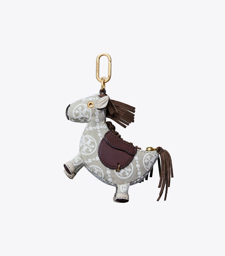 Tory Burch designer bijoux de sac et porte-clés Charm pour sac cheval in Gray / Multi front