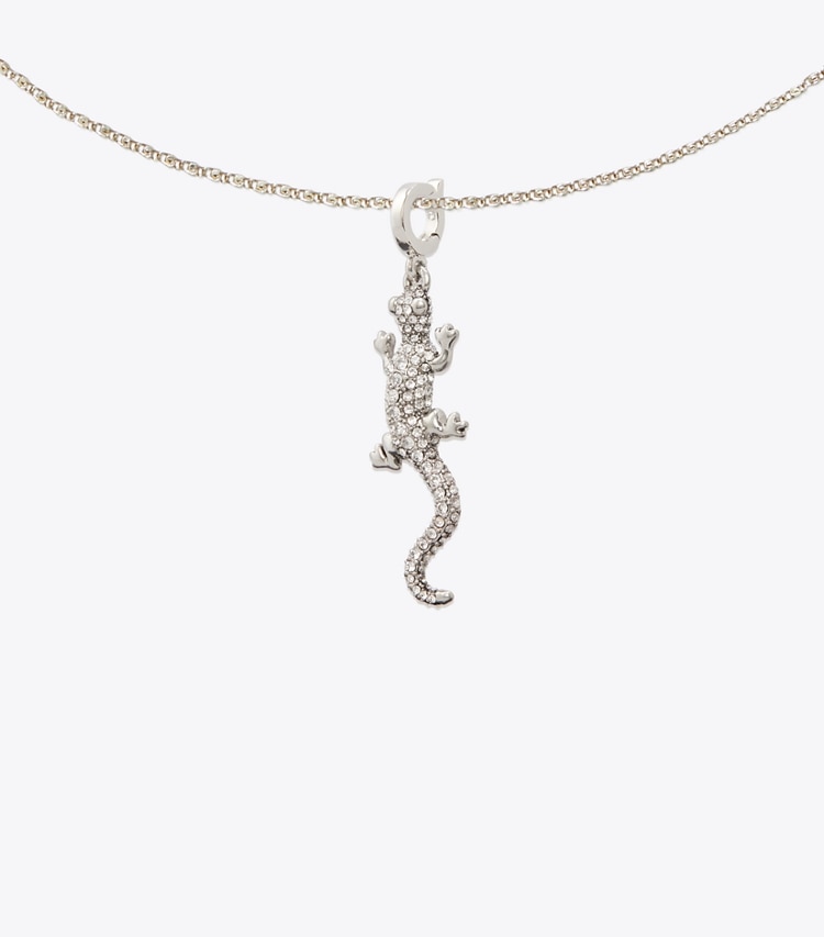 Tory Burch designer épingles à cheveux Charm salamandre Curiosity in Antique Silver / Crystal informations