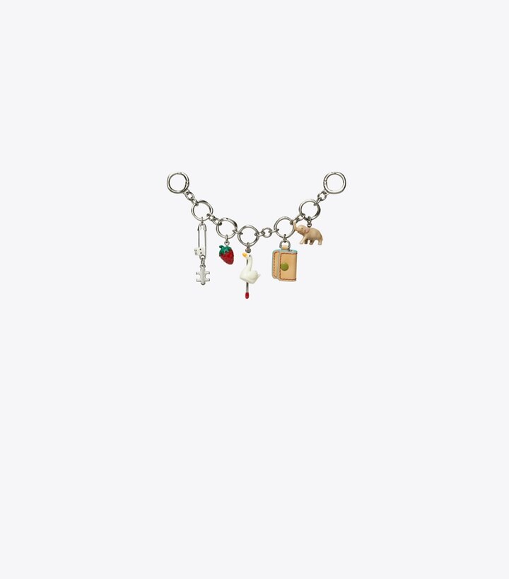 Tory Burch designer bijoux de sac et porte-clés Charms de sac cygne in Multi front