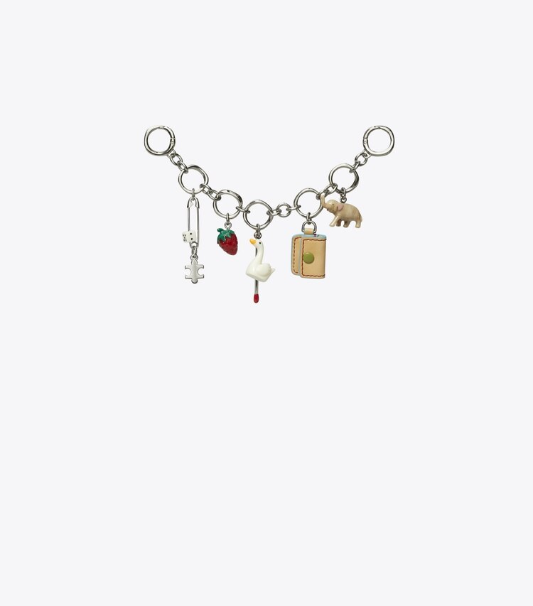 Tory Burch designer bijoux de sac et porte-clés Charms de sac cygne in Multi front