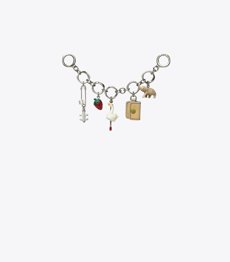 Tory Burch designer bijoux de sac et porte-clés Charms de sac cygne in Multi front