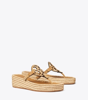 Tory Burch designer sandales Chaussure à semelle compensée Miller tressée dans AMBER GRAIN angle