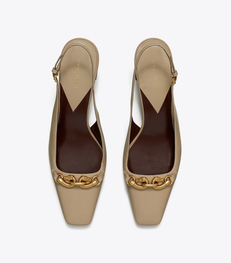 Tory Burch designer escarpins Chaussure à talon avec bride arrière Jessa dans Ecru vue du dessus