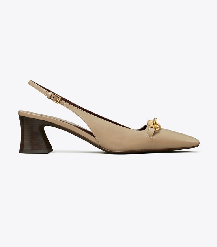Tory Burch designer escarpins Chaussure à talon avec bride arrière Jessa dans Ecru de côté