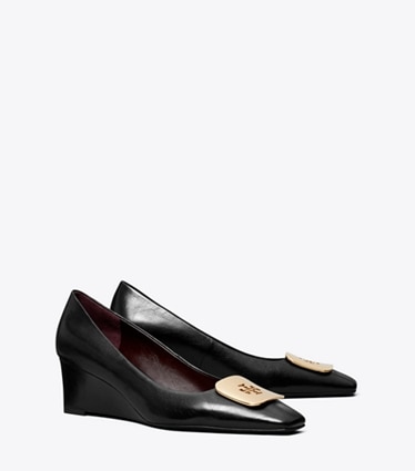 Tory Burch designer escarpins Chaussure à talon compensé Georgia dans PERFECT BLACK angle