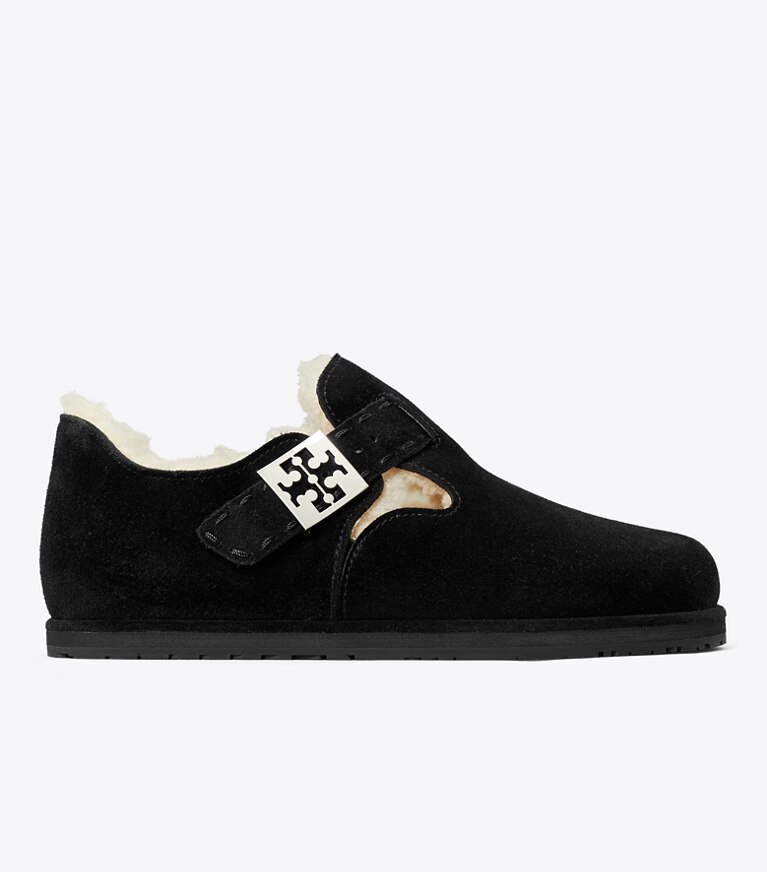 Tory Burch designer mocassins Chaussure Mary Jane Mellow en rason dans PERFECT BLACK / SILVER de côté