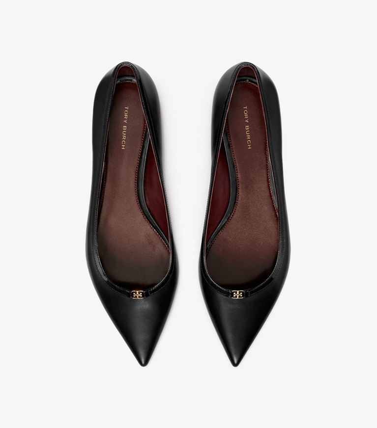 Tory Burch designer mocassins Chaussure plate à boucle Double T dans PERFECT BLACK vue du dessus